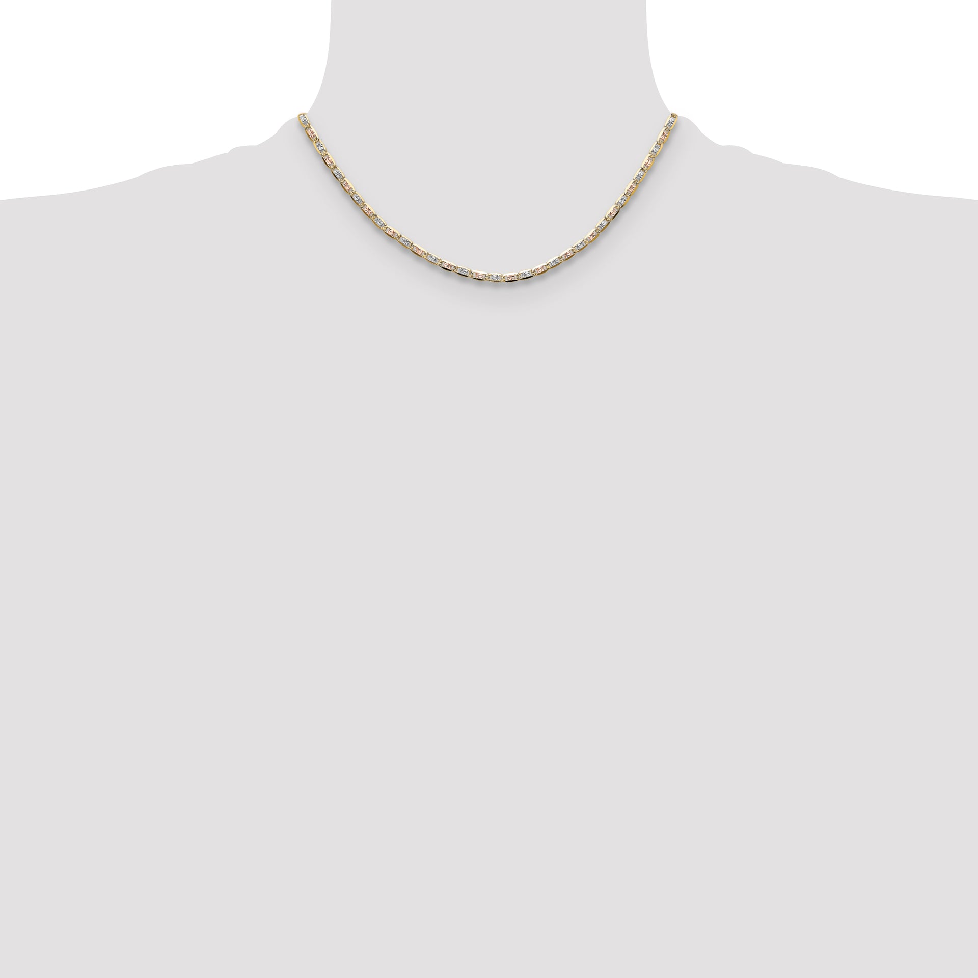 14k 3.2mm Tri-color Gold PavÃ© Valentino Chain