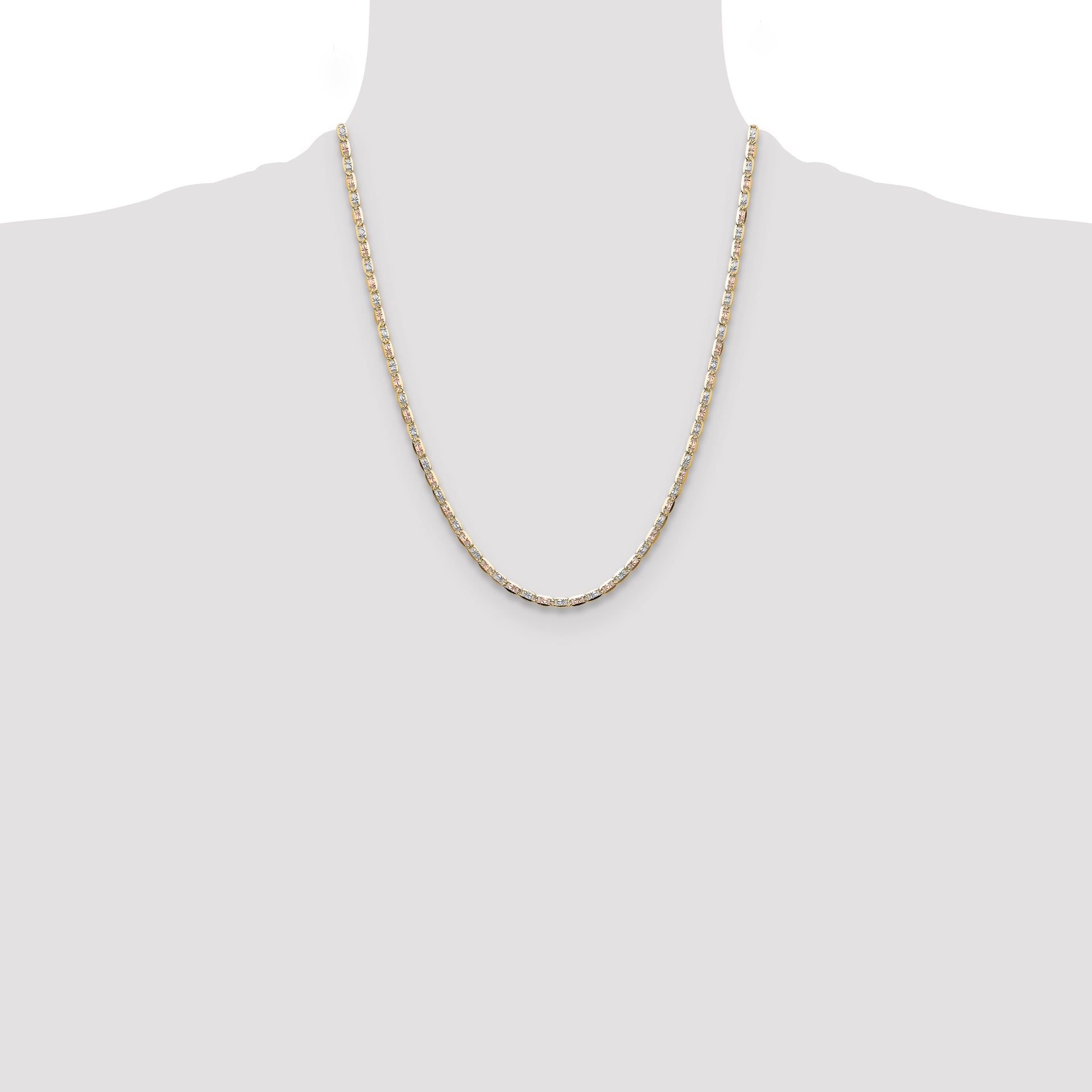 14k 3.2mm Tri-color Gold PavÃ© Valentino Chain