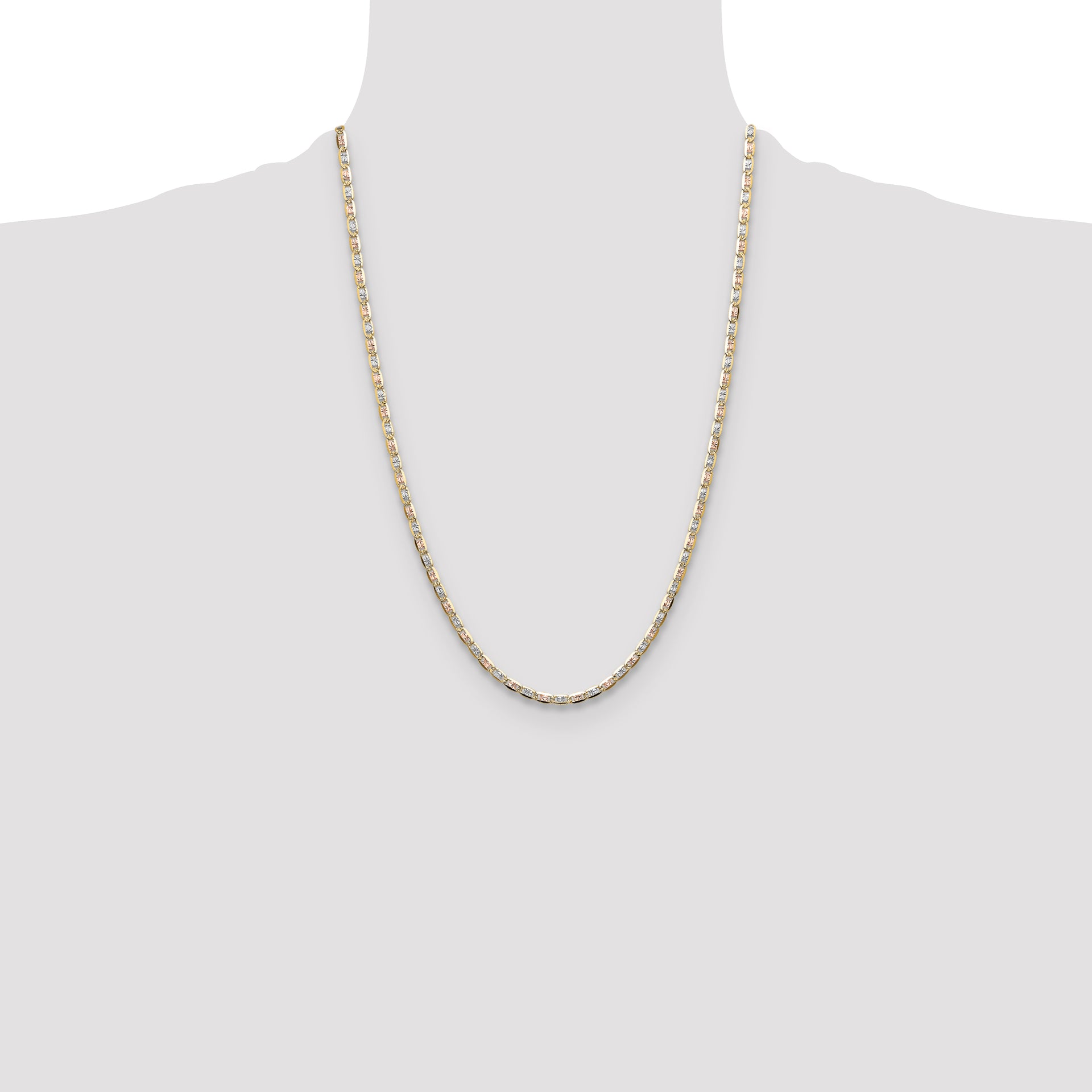 14k 3.2mm Tri-color Gold PavÃ© Valentino Chain
