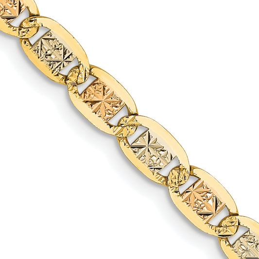 14k 3.8mm Tri-color Gold PavÃ© Valentino Chain