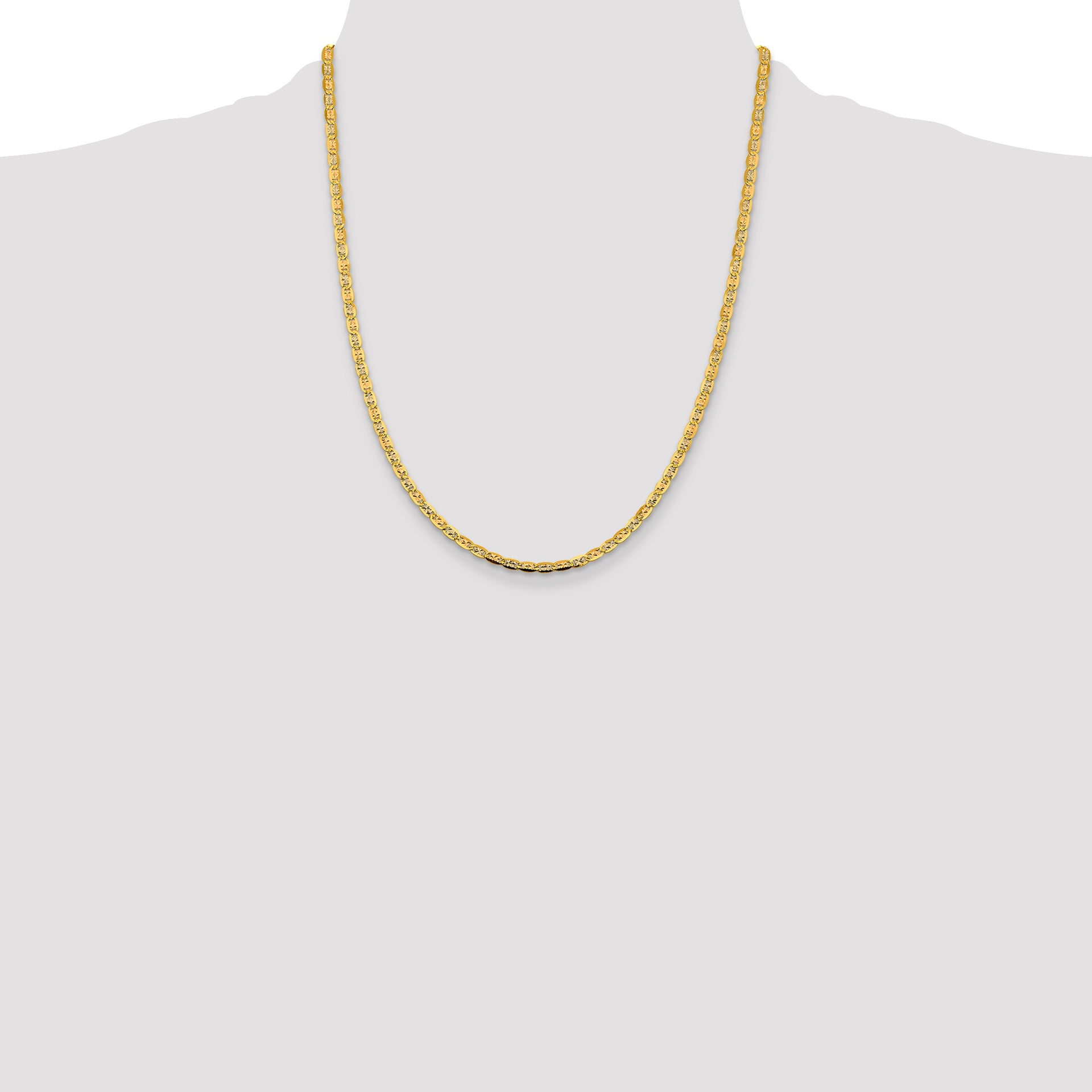14k 3.8mm Tri-color Gold PavÃ© Valentino Chain
