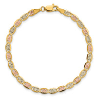 14k 3.8mm Tri-color Gold PavÃ© Valentino Chain