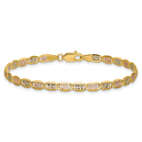 14k 3.8mm Tri-color Gold PavÃ© Valentino Chain