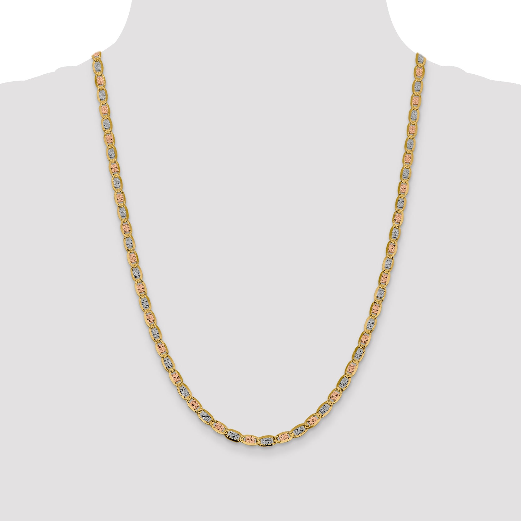 14k 4.65mm Tri-color Gold PavÃ© Valentino Chain