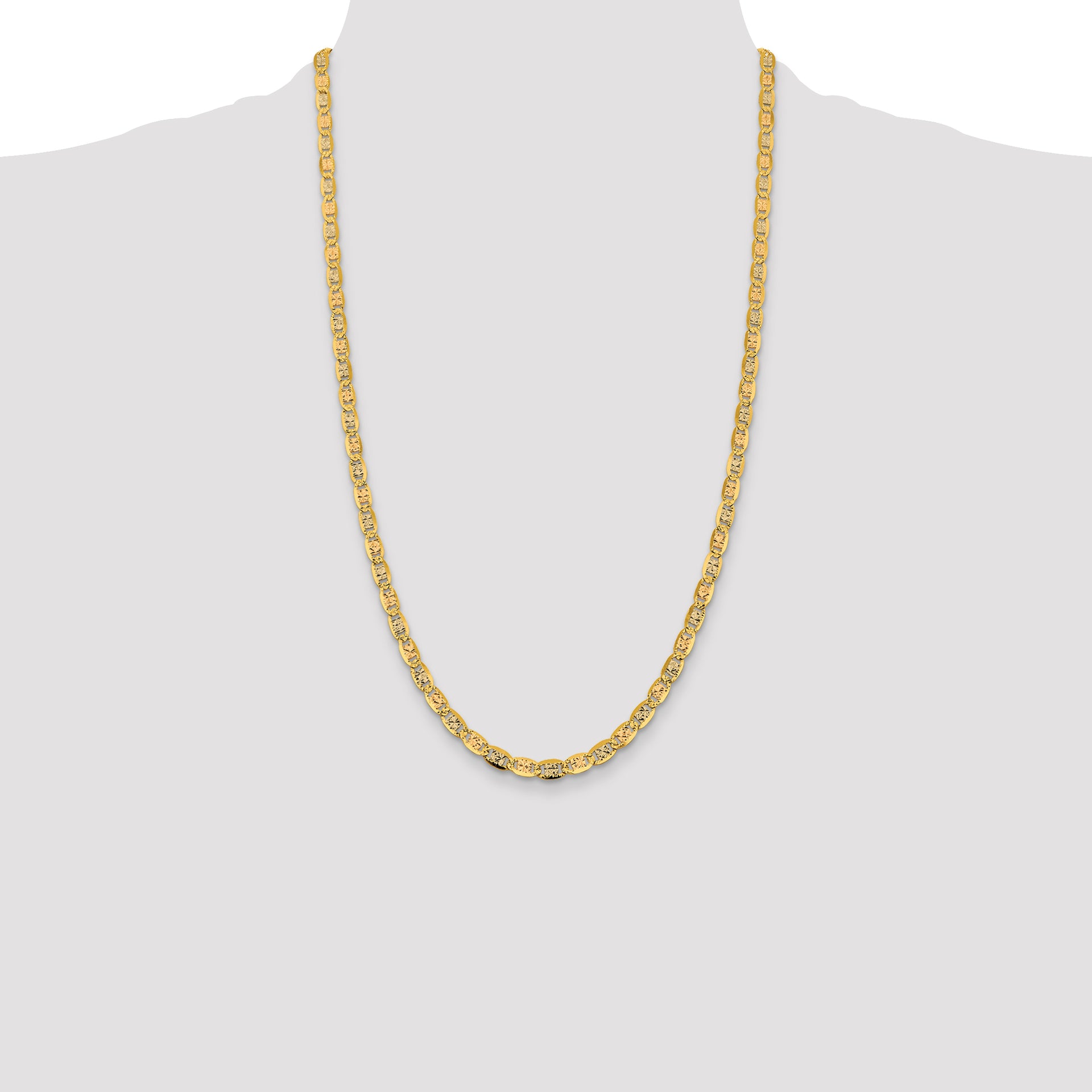 14k 4.65mm Tri-color Gold PavÃ© Valentino Chain