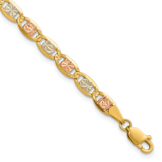 14k 4.65mm Tri-color Gold PavÃ© Valentino Chain