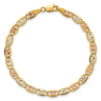 14k 4.65mm Tri-color Gold PavÃ© Valentino Chain