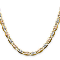 14k 6.1mm Tri-color Gold PavÃ© Valentino Chain