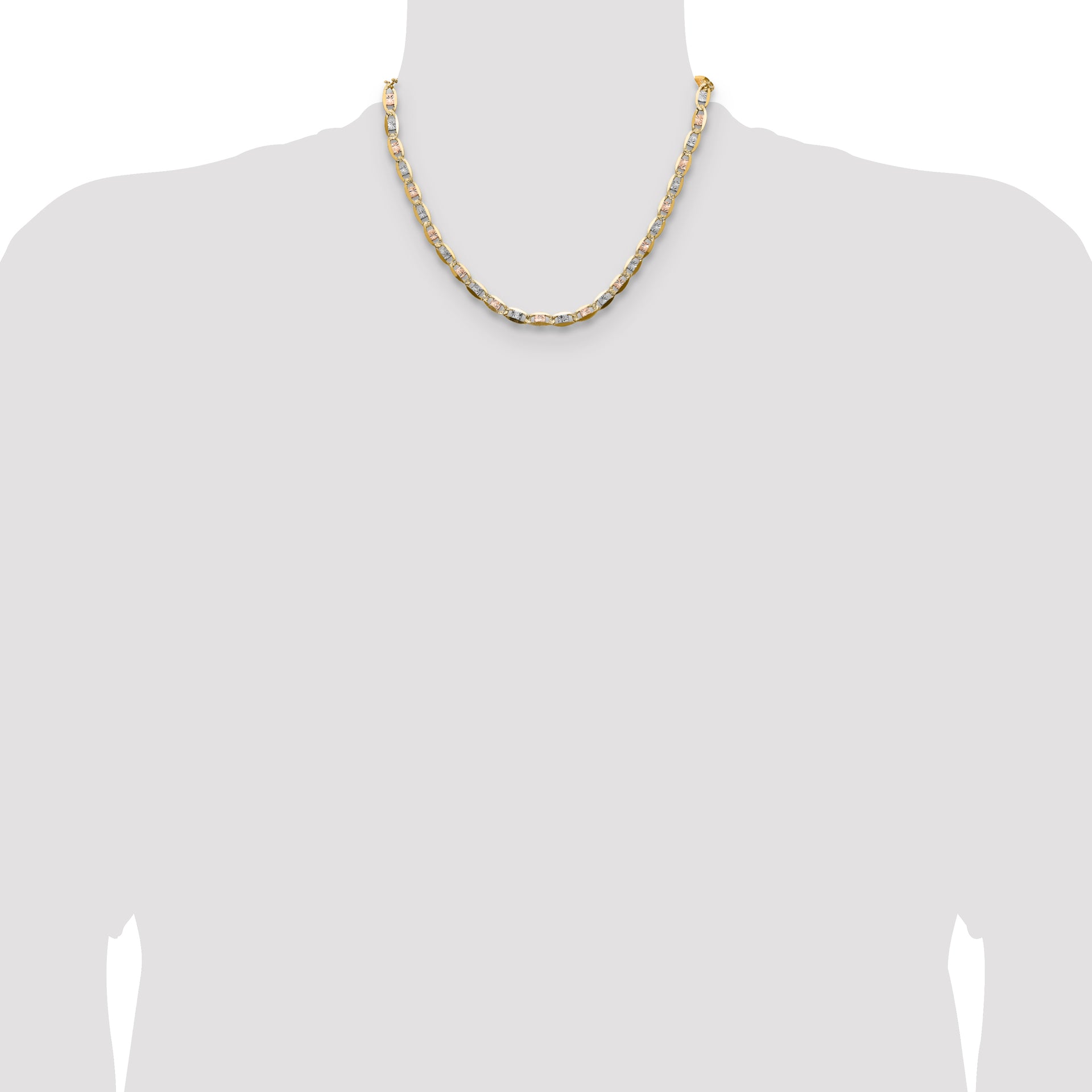14k 6.1mm Tri-color Gold PavÃ© Valentino Chain