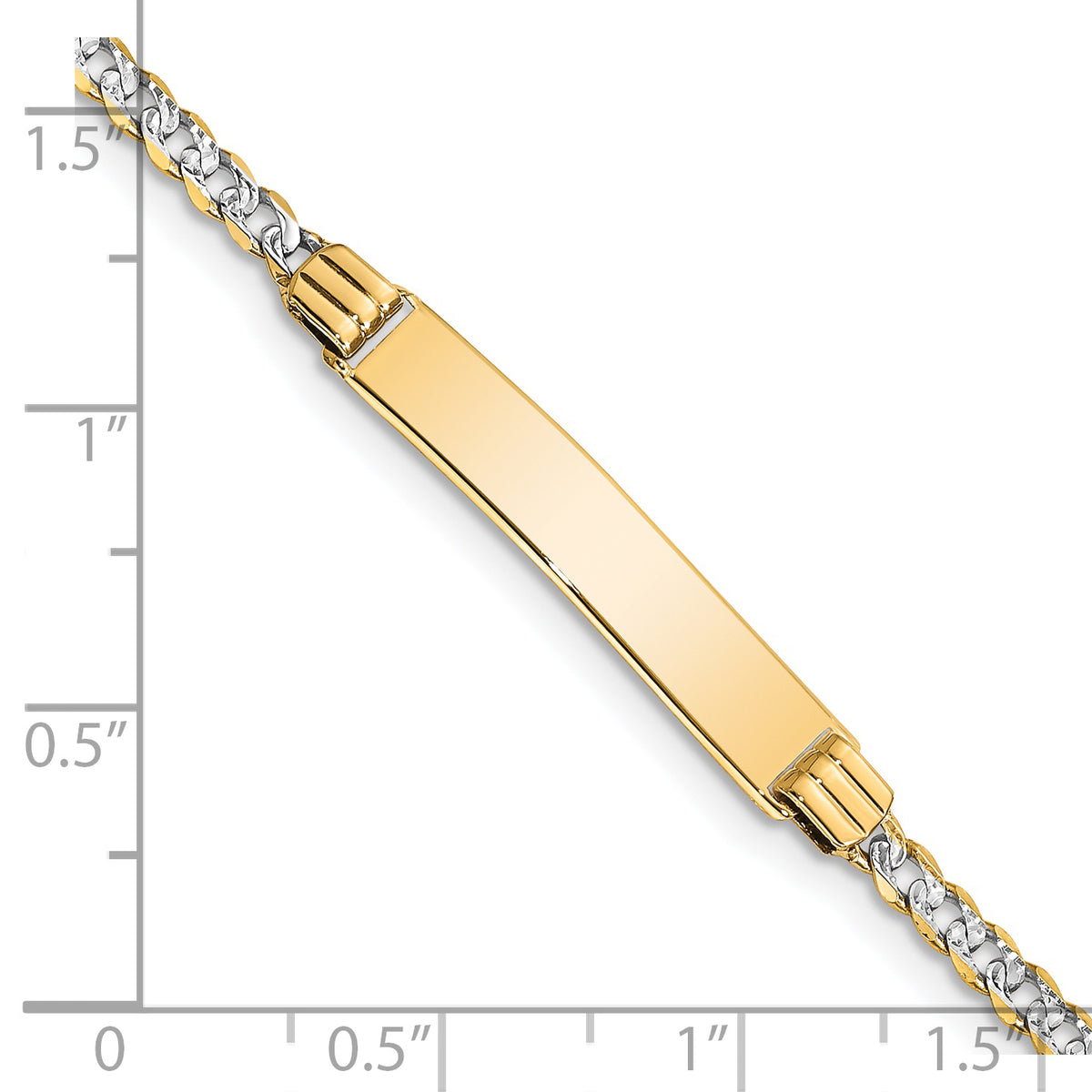14k with Rhodium PavÃ© Curb ID Bracelet