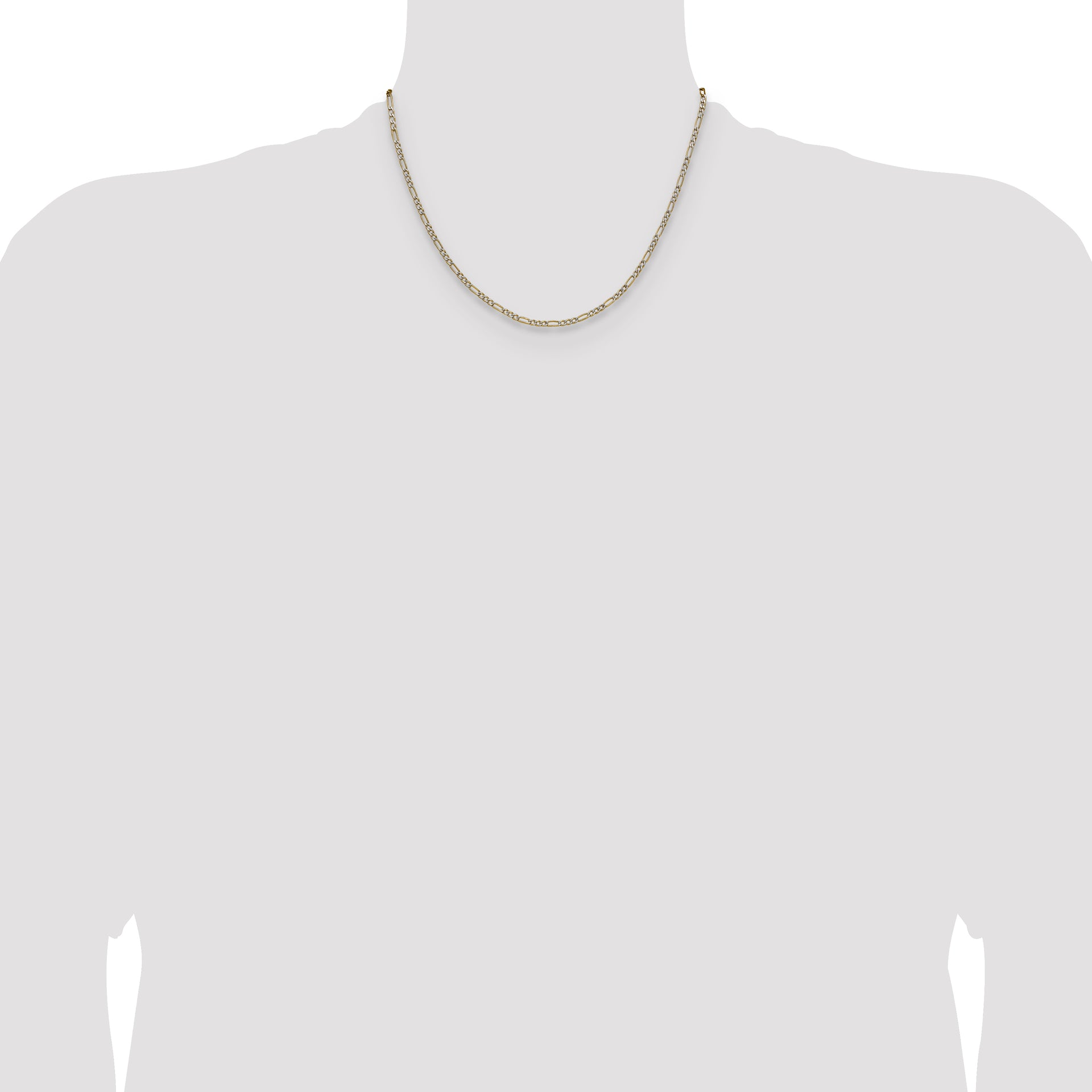 14k 2.3mm Semi-solid with Rhodium PavÃ© Figaro Chain
