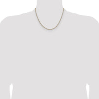 14k 2.3mm Semi-solid with Rhodium PavÃ© Figaro Chain