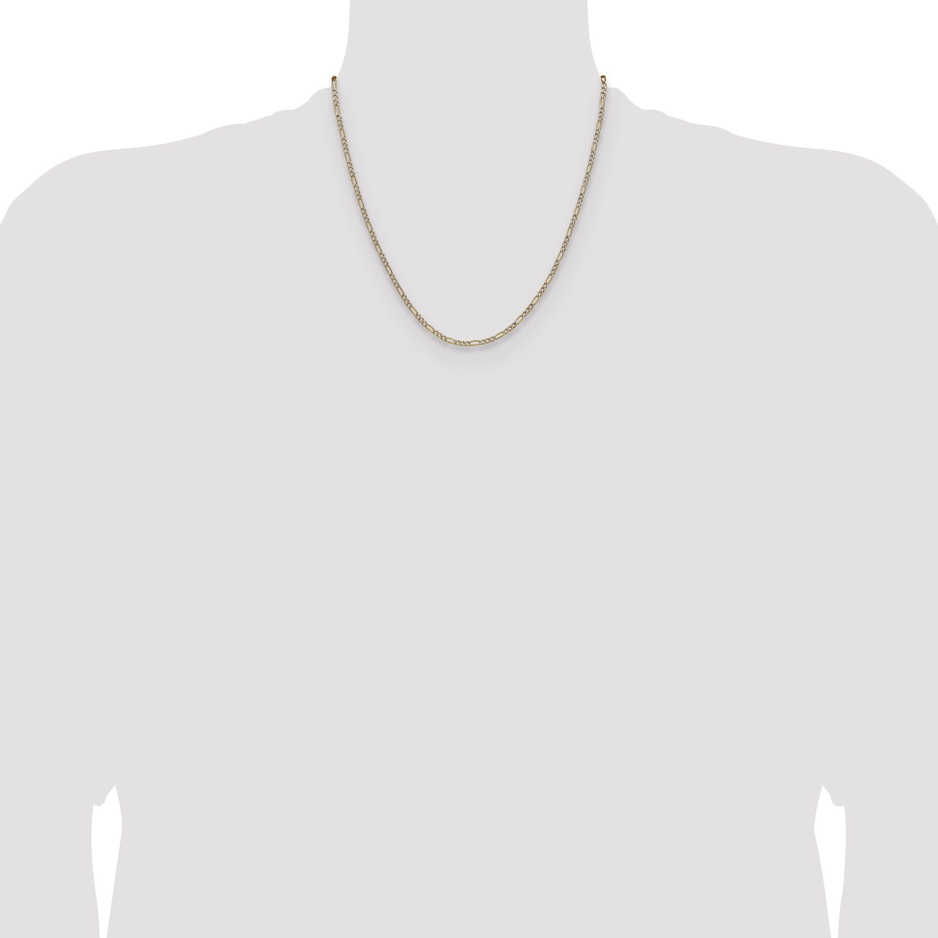 14k 2.3mm Semi-solid with Rhodium PavÃ© Figaro Chain