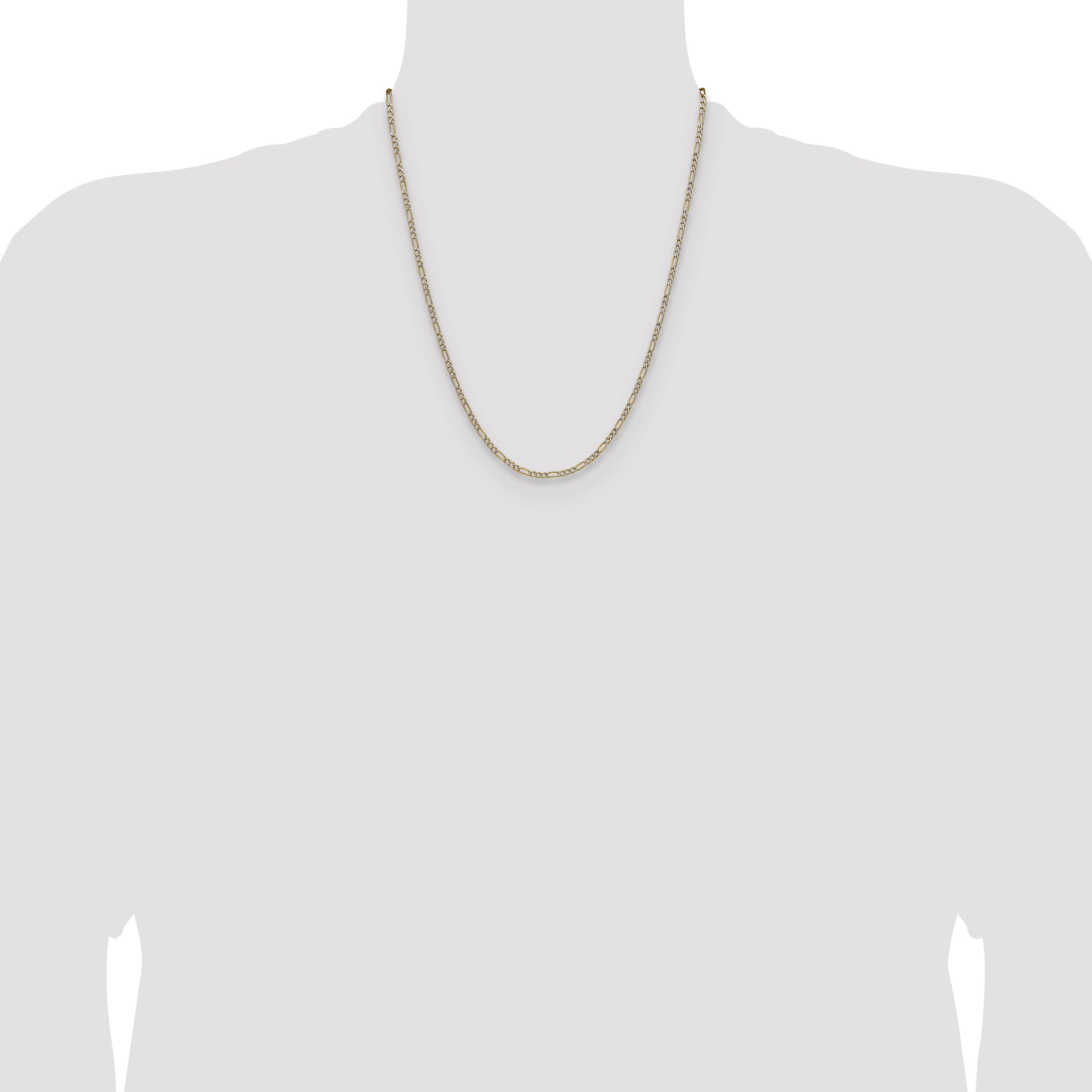 14k 2.3mm Semi-solid with Rhodium PavÃ© Figaro Chain