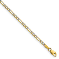 14k 2.3mm Semi-solid with Rhodium PavÃ© Figaro Chain