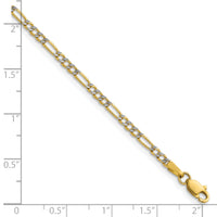 14k 2.3mm Semi-solid with Rhodium PavÃ© Figaro Chain