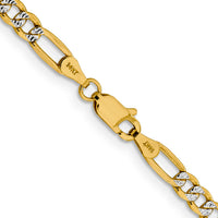 14k 3.9mm Semi-solid with Rhodium PavÃ© Figaro Chain