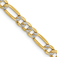 14k 3.9mm Semi-solid with Rhodium PavÃ© Figaro Chain
