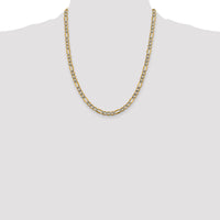 14k 5.25mm Semi-solid with Rhodium PavÃ© Figaro Chain