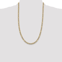 14k 5.25mm Semi-solid with Rhodium PavÃ© Figaro Chain