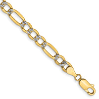 14k 5.25mm Semi-solid with Rhodium PavÃ© Figaro Chain