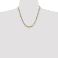14k 6.5mm Semi-solid with Rhodium PavÃ© Figaro Chain
