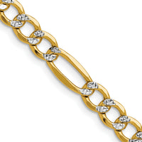 14k 6.5mm Semi-solid with Rhodium PavÃ© Figaro Chain