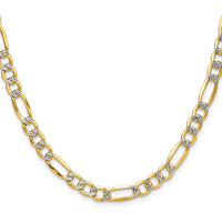 14k 6.5mm Semi-solid with Rhodium PavÃ© Figaro Chain
