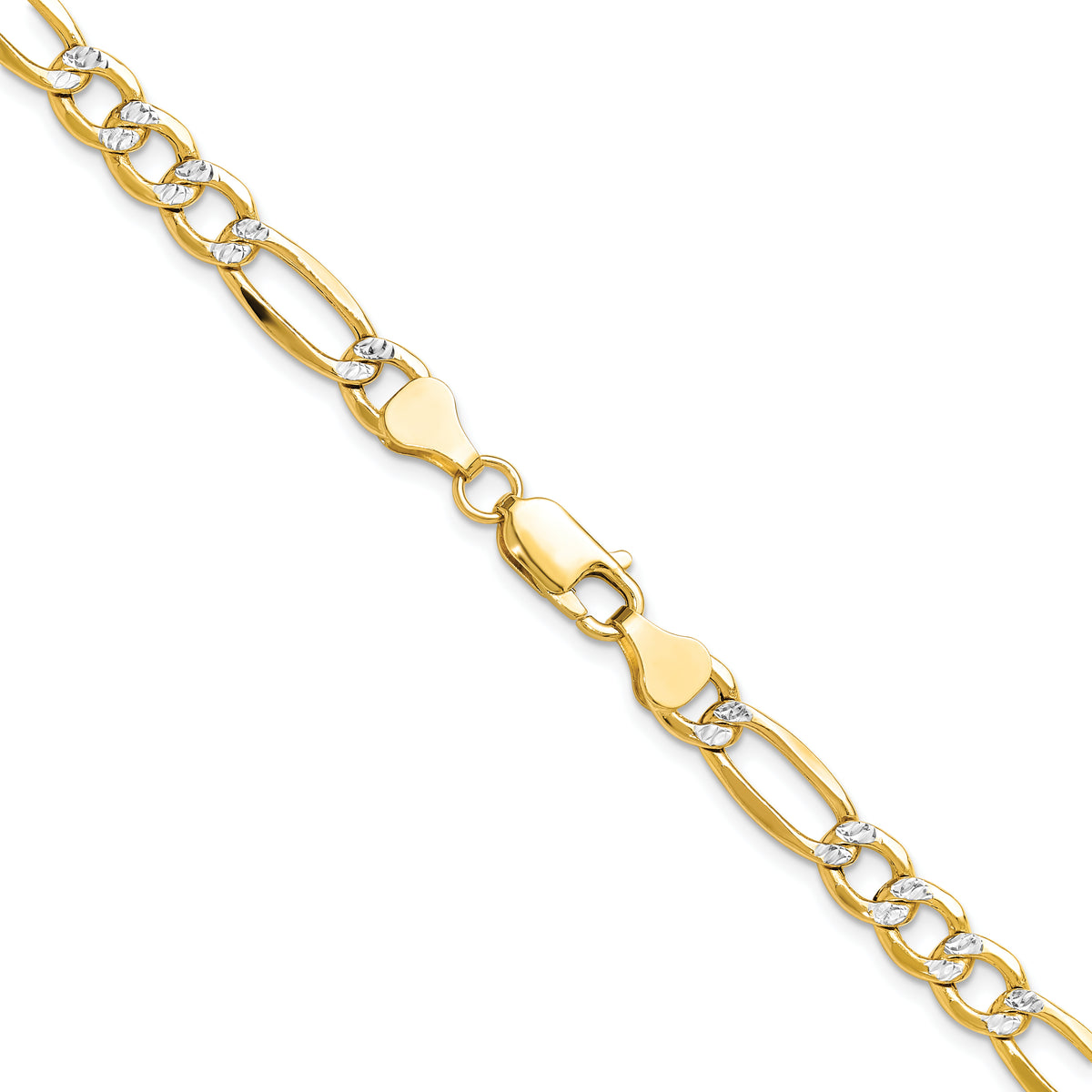 14k 6.5mm Semi-solid with Rhodium PavÃ© Figaro Chain