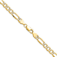 14k 6.5mm Semi-solid with Rhodium PavÃ© Figaro Chain