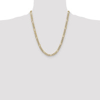 14k 6.5mm Semi-solid with Rhodium PavÃ© Figaro Chain