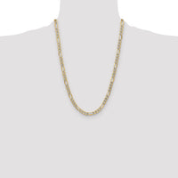 14k 6.5mm Semi-solid with Rhodium PavÃ© Figaro Chain