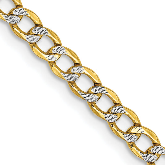 14k 3.4mm Semi-solid with Rhodium PavÃ© Curb Chain