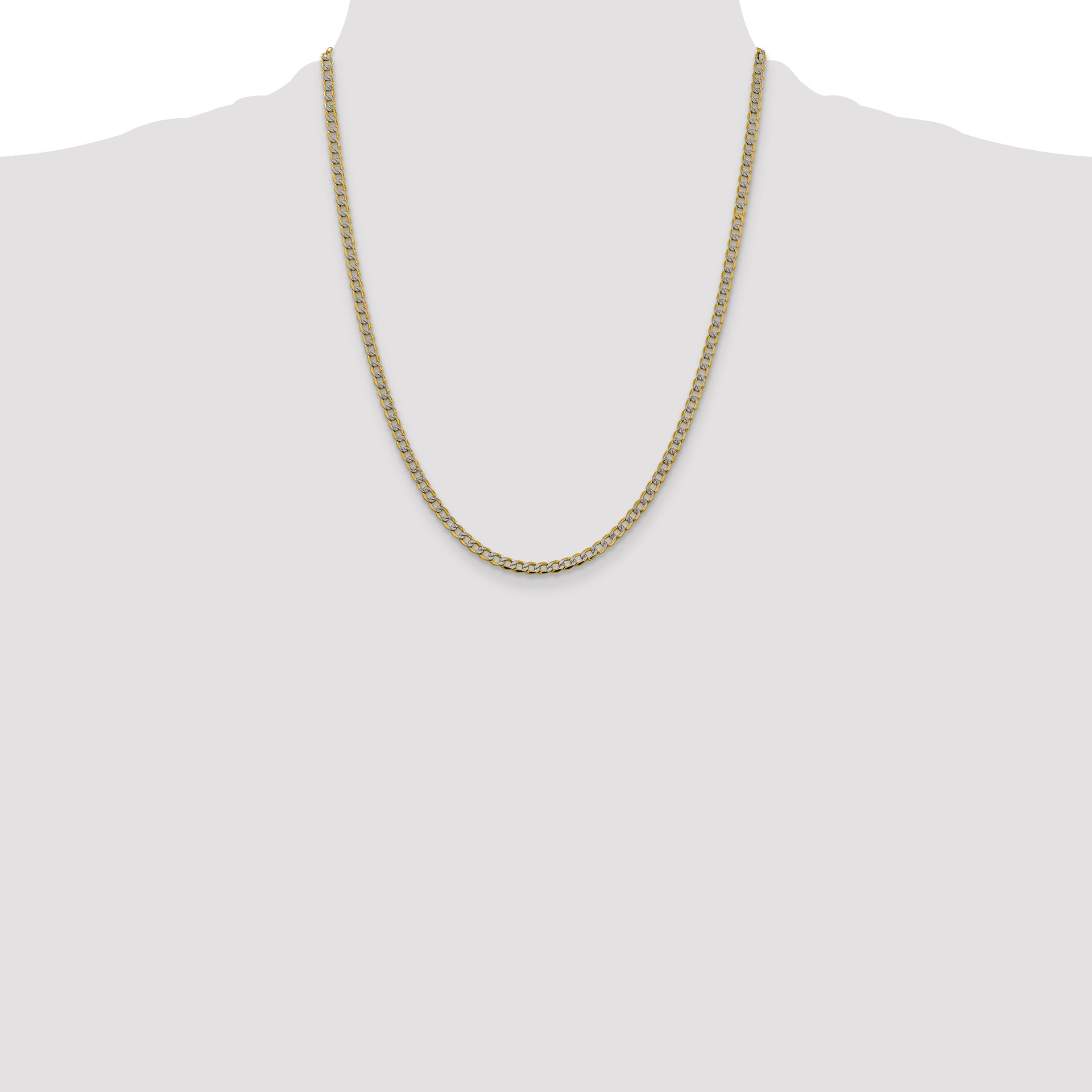 14k 3.4mm Semi-solid with Rhodium PavÃ© Curb Chain