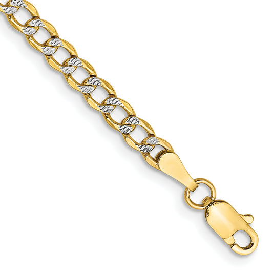 14k 3.4mm Semi-solid with Rhodium PavÃ© Curb Chain