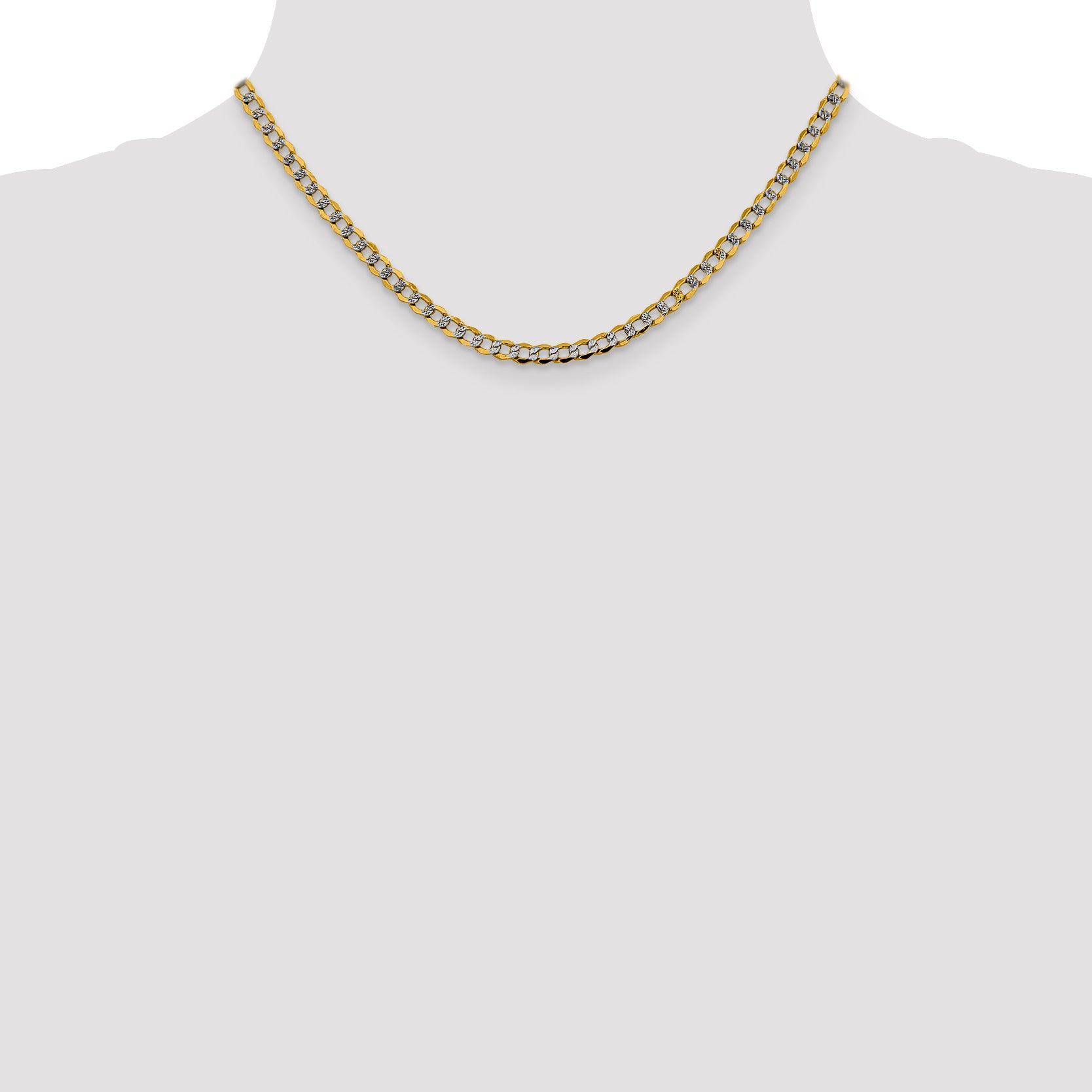14k 4.3mm Semi-solid with Rhodium PavÃ© Curb Chain