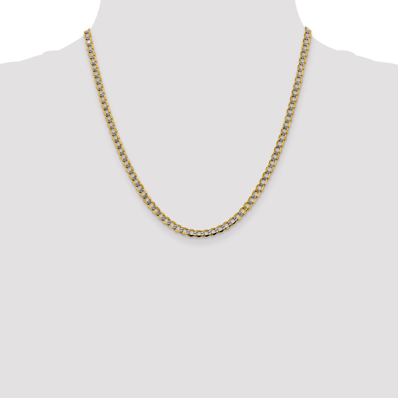 14k 4.3mm Semi-solid with Rhodium PavÃ© Curb Chain