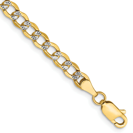 14k 4.3mm Semi-solid with Rhodium PavÃ© Curb Chain