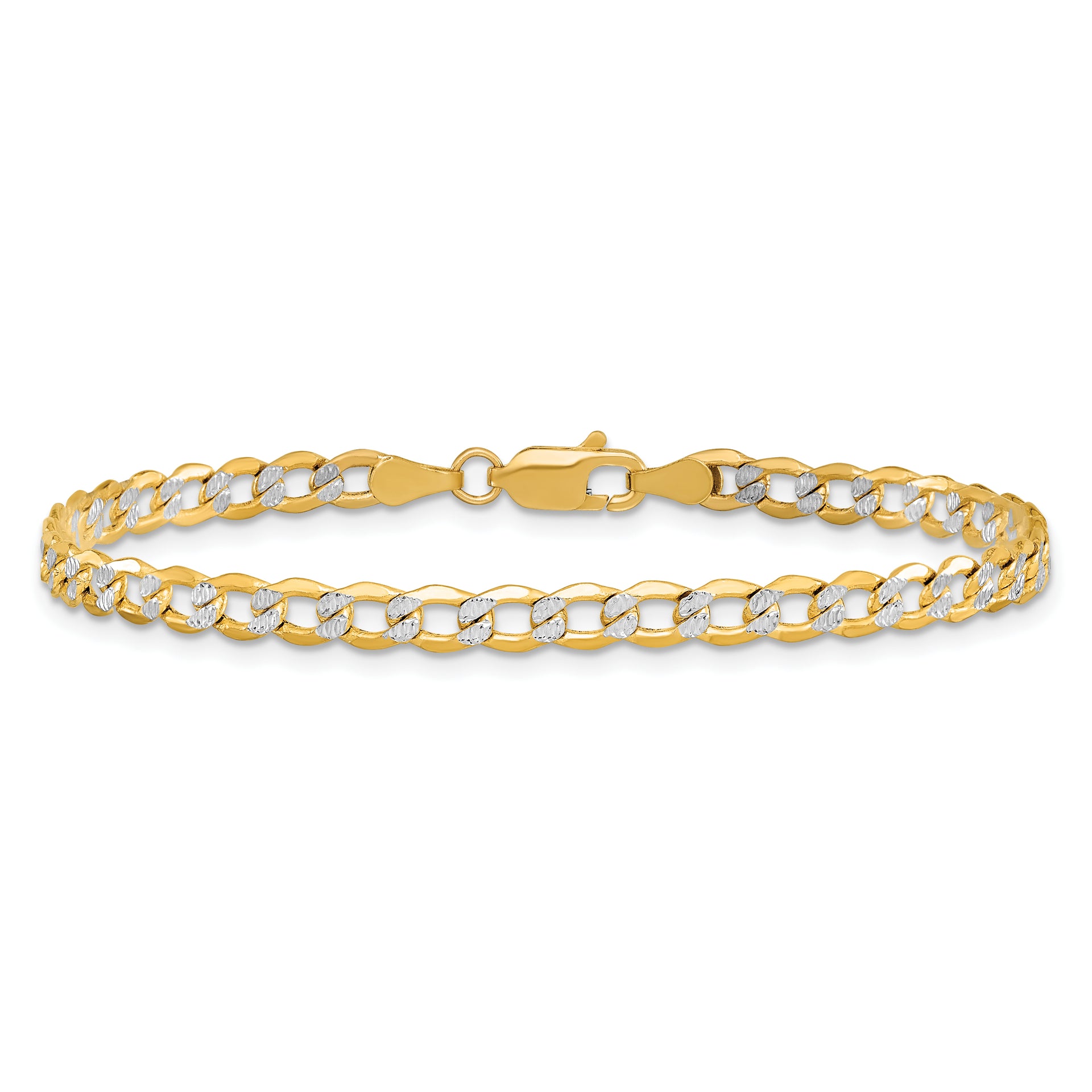 14k 4.3mm Semi-solid with Rhodium PavÃ© Curb Chain