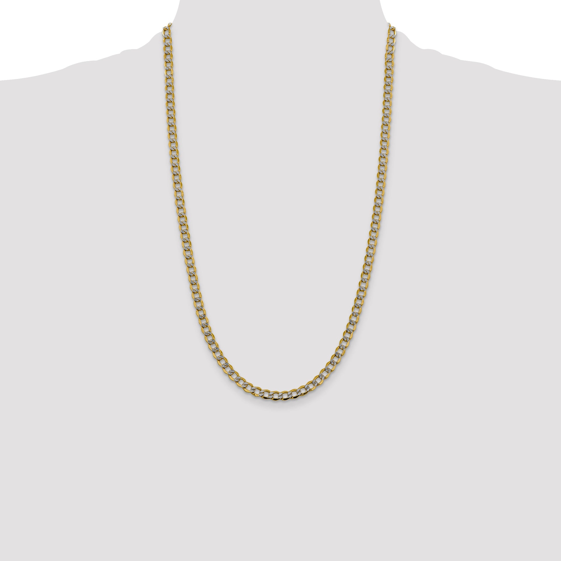 14k 5.2mm Semi-solid with Rhodium PavÃ© Curb Chain