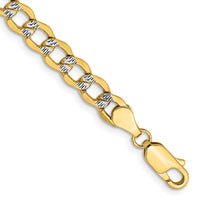 14k 5.2mm Semi-solid with Rhodium PavÃ© Curb Chain