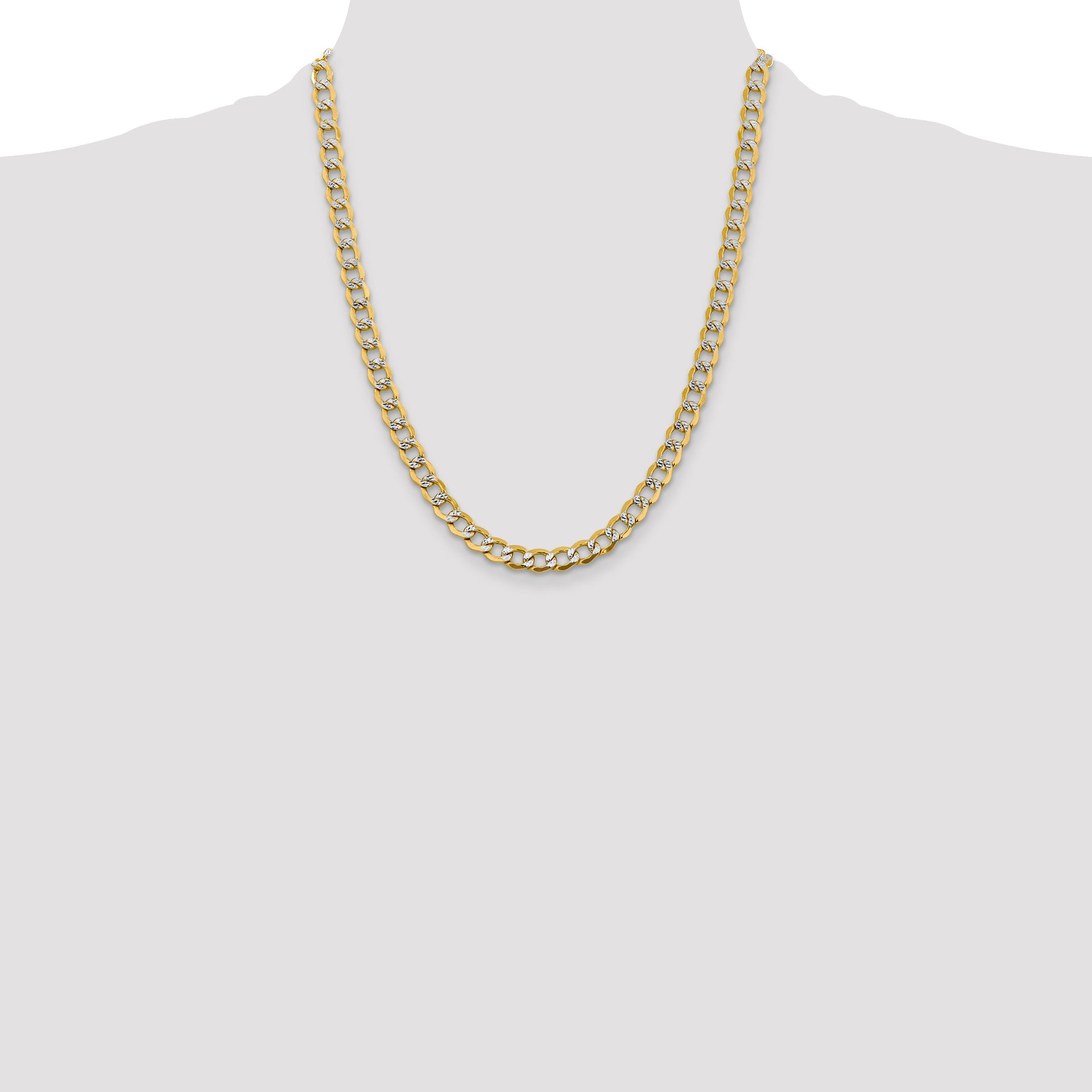 14k 6.75mm Semi-solid with Rhodium PavÃ© Curb Chain
