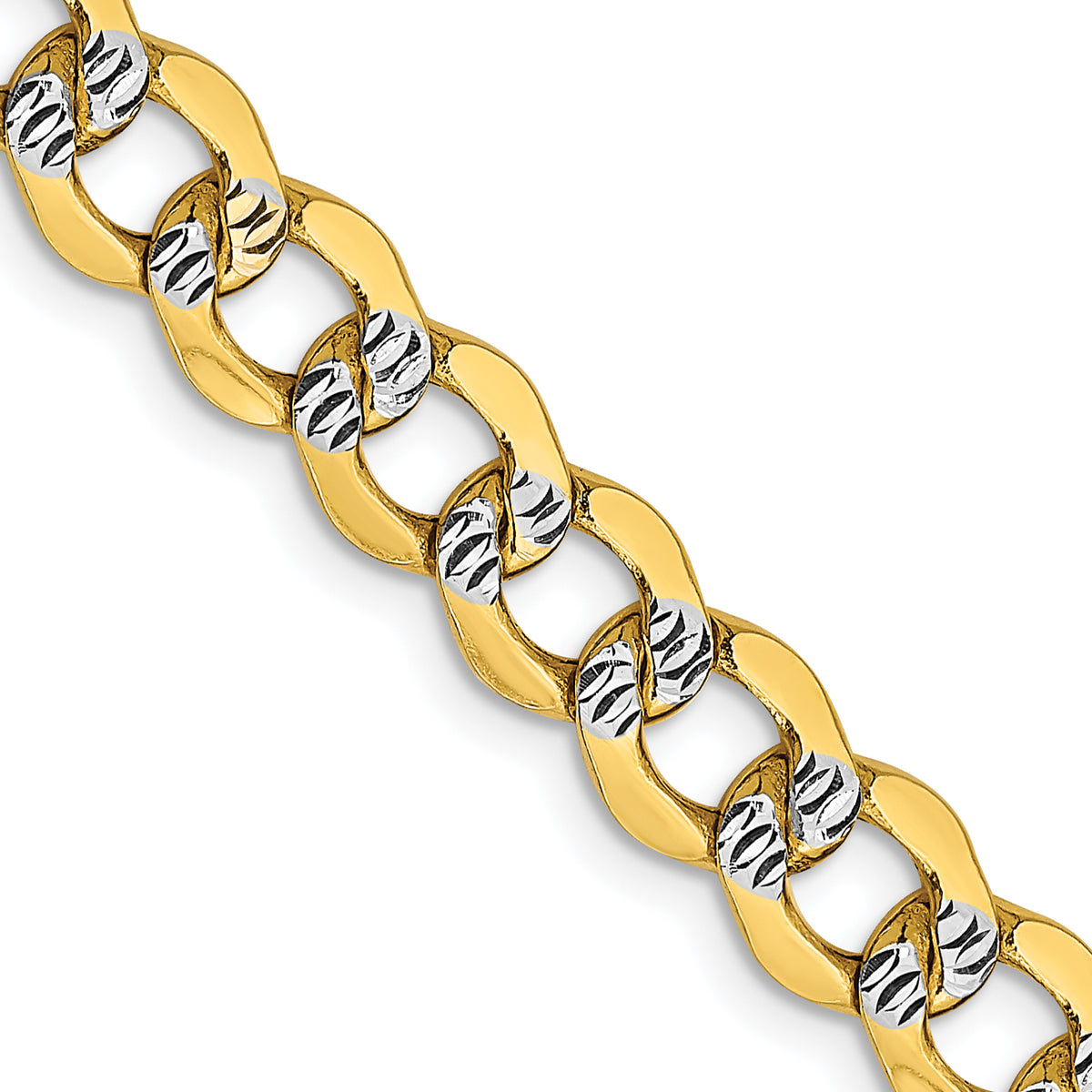 14k 6.75mm Semi-solid with Rhodium PavÃ© Curb Chain