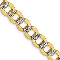 14k 6.75mm Semi-solid with Rhodium PavÃ© Curb Chain