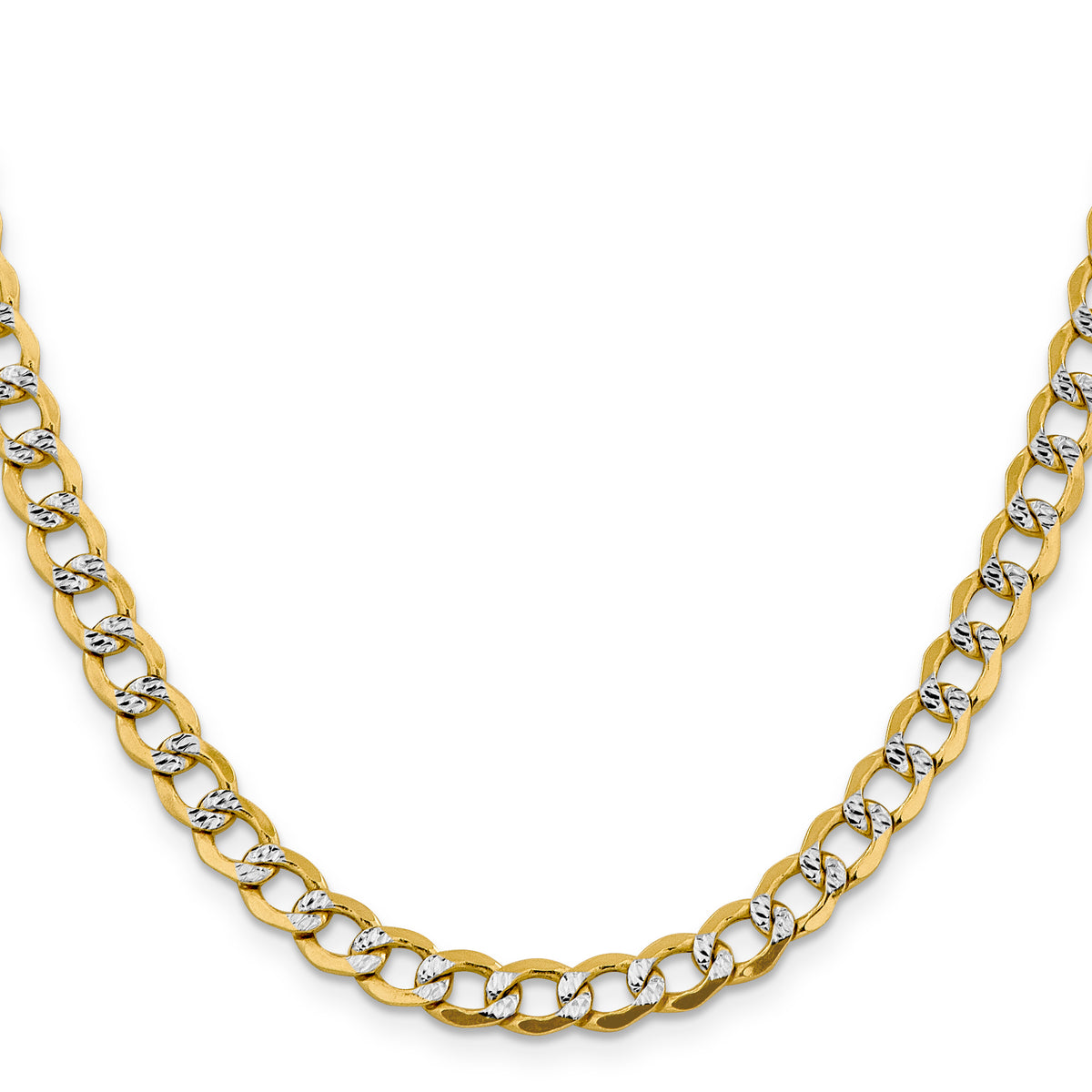 14k 6.75mm Semi-solid with Rhodium PavÃ© Curb Chain