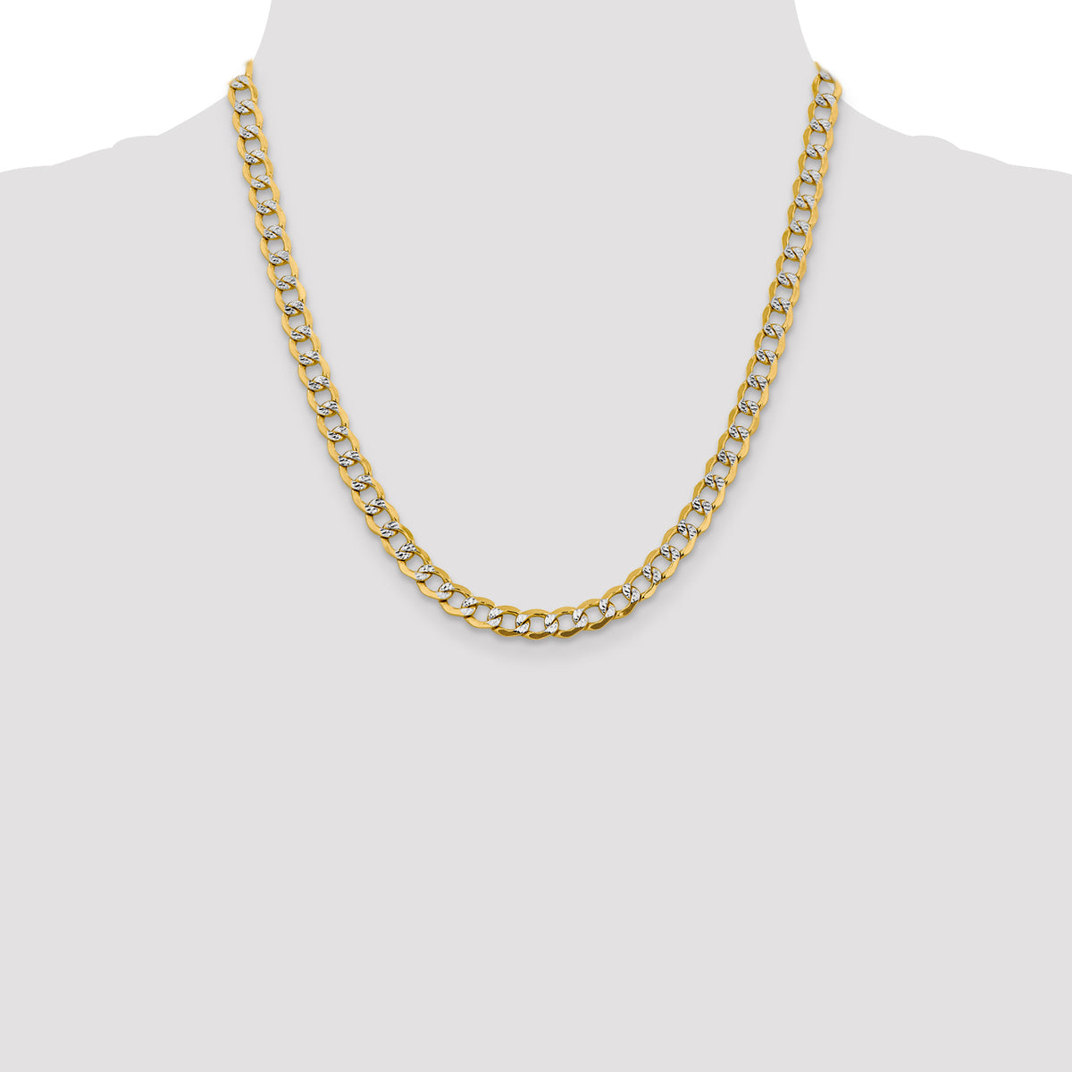 14k 6.75mm Semi-solid with Rhodium PavÃ© Curb Chain