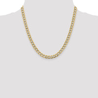 14k 6.75mm Semi-solid with Rhodium PavÃ© Curb Chain