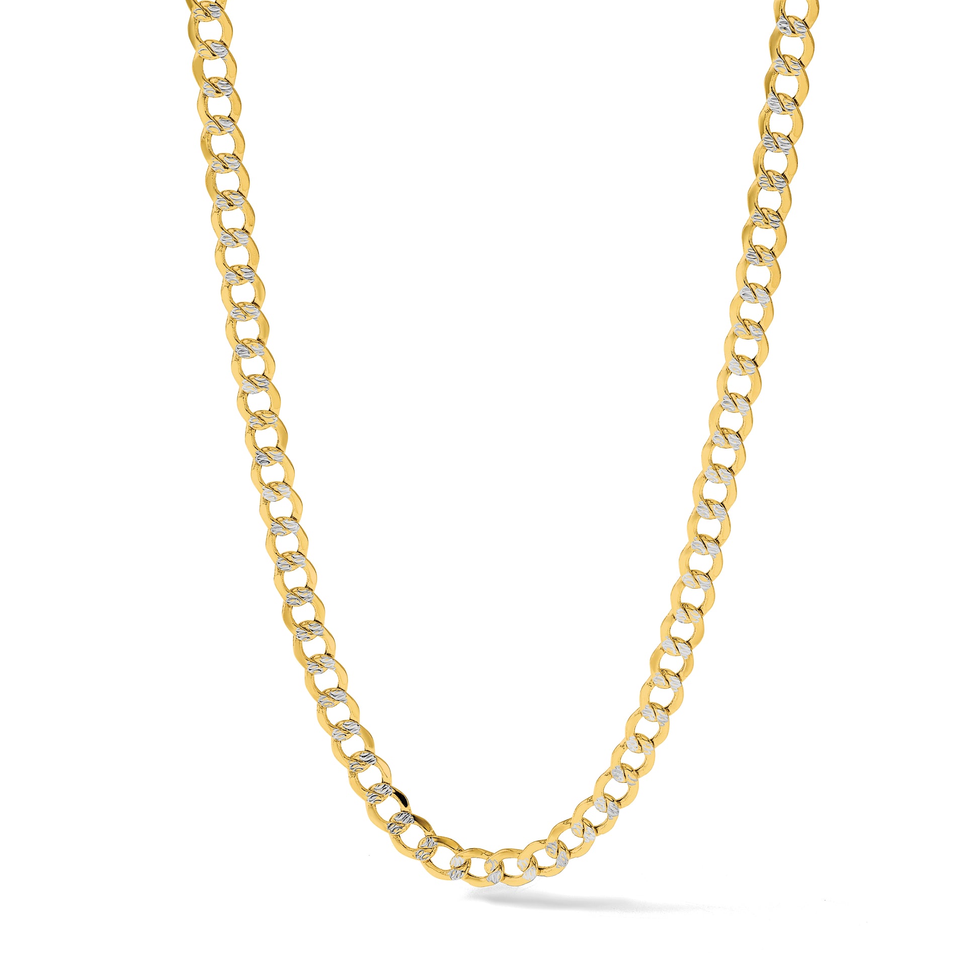 14k 6.75mm Semi-solid with Rhodium PavÃ© Curb Chain