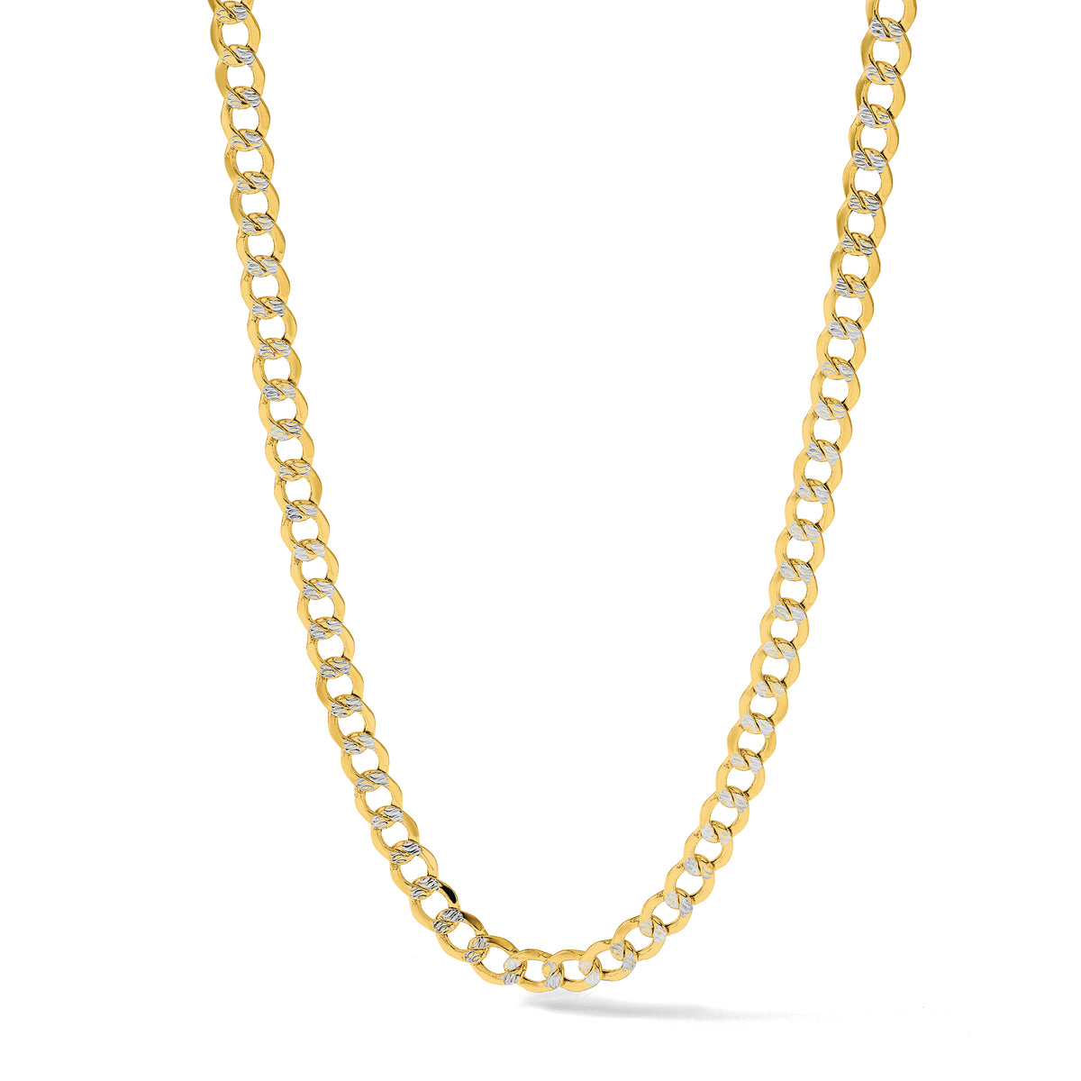 14k 6.75mm Semi-solid with Rhodium PavÃ© Curb Chain