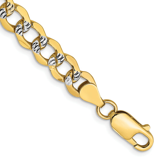 14k 6.75mm Semi-solid with Rhodium PavÃ© Curb Chain